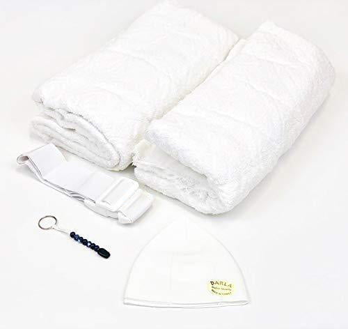 Modefa Ihram COMBO: Men's Cotton Ihram Set + Belt + Kufi + Tawaf Tasbih