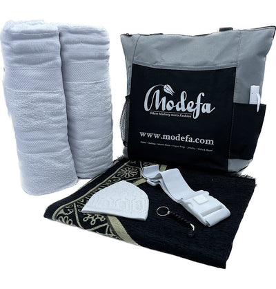 Modefa Ihram Modefa Men's Bamboo Ihram Set for Hajj and Umrah - 7 Piece Combo Gift Set