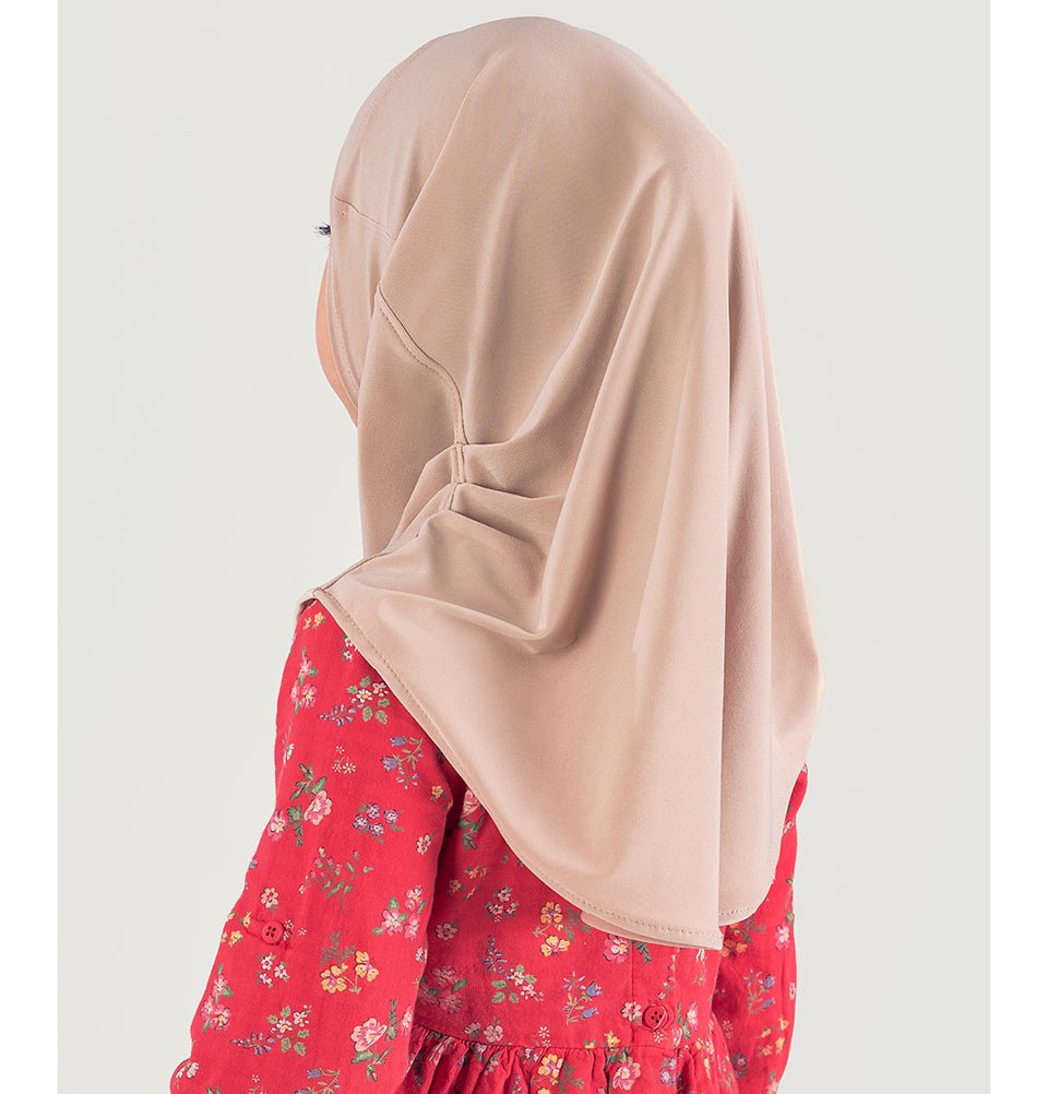 Girl's Simple One Piece Hijab - Small - (Beige)