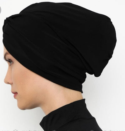 Modefa Instant Hijabs Black Front Twist Turban Hijab - Black