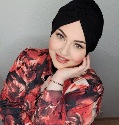 Modefa Instant Hijabs Black Front Twist Turban Hijab - Black
