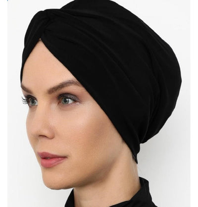 Modefa Instant Hijabs Black Front Twist Turban Hijab - Black