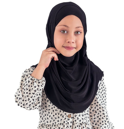 Modefa Instant Hijabs Black Girl's Simple One Piece Hijab - Small - Black