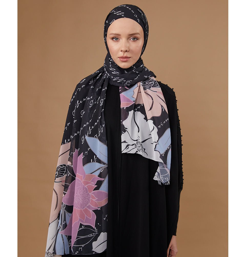 Modefa Instant Hijabs Black Loctus Blossom Instant Wrap Hijab - Black