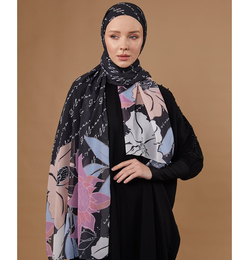 Modefa Instant Hijabs Black Loctus Blossom Instant Wrap Hijab - Black