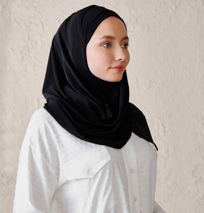 Modefa Instant Hijabs Black Modefa Instant Wave Jersey Hijab - Black