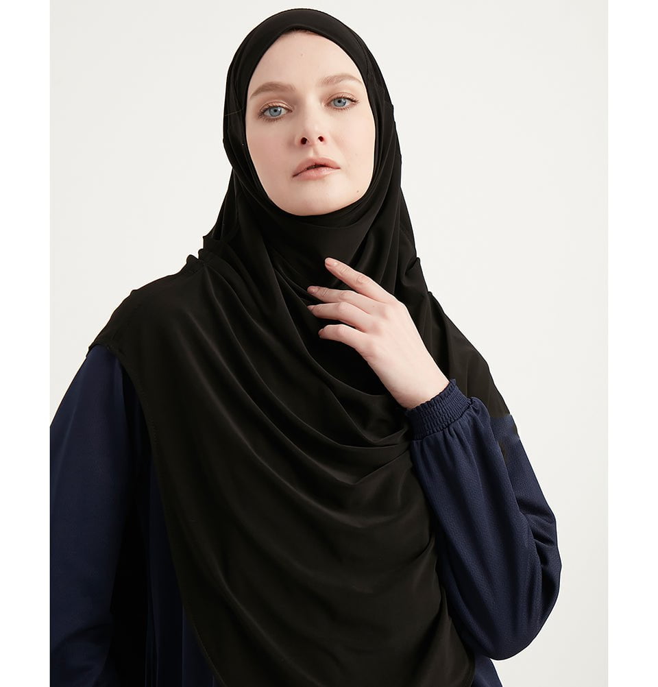 Modefa Instant Hijabs Black Modefa Premium One Piece Instant Long Hijab – Black