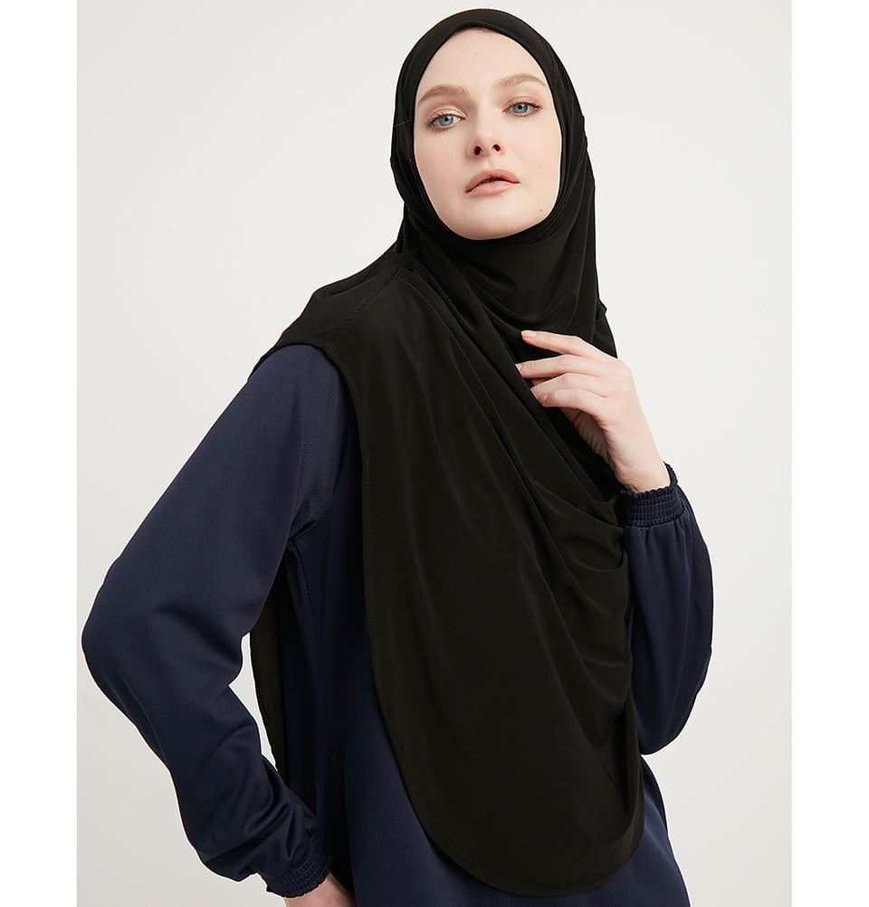 Modefa Instant Hijabs Black Modefa Premium One Piece Instant Long Hijab – Black