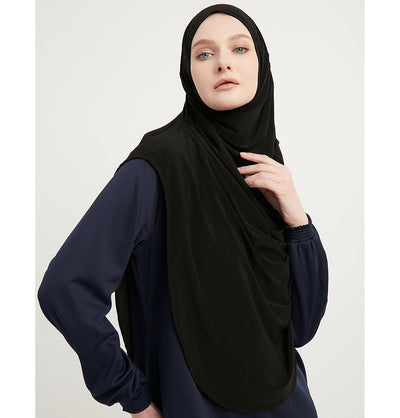 Modefa Instant Hijabs Black Modefa Premium One Piece Instant Long Hijab – Black