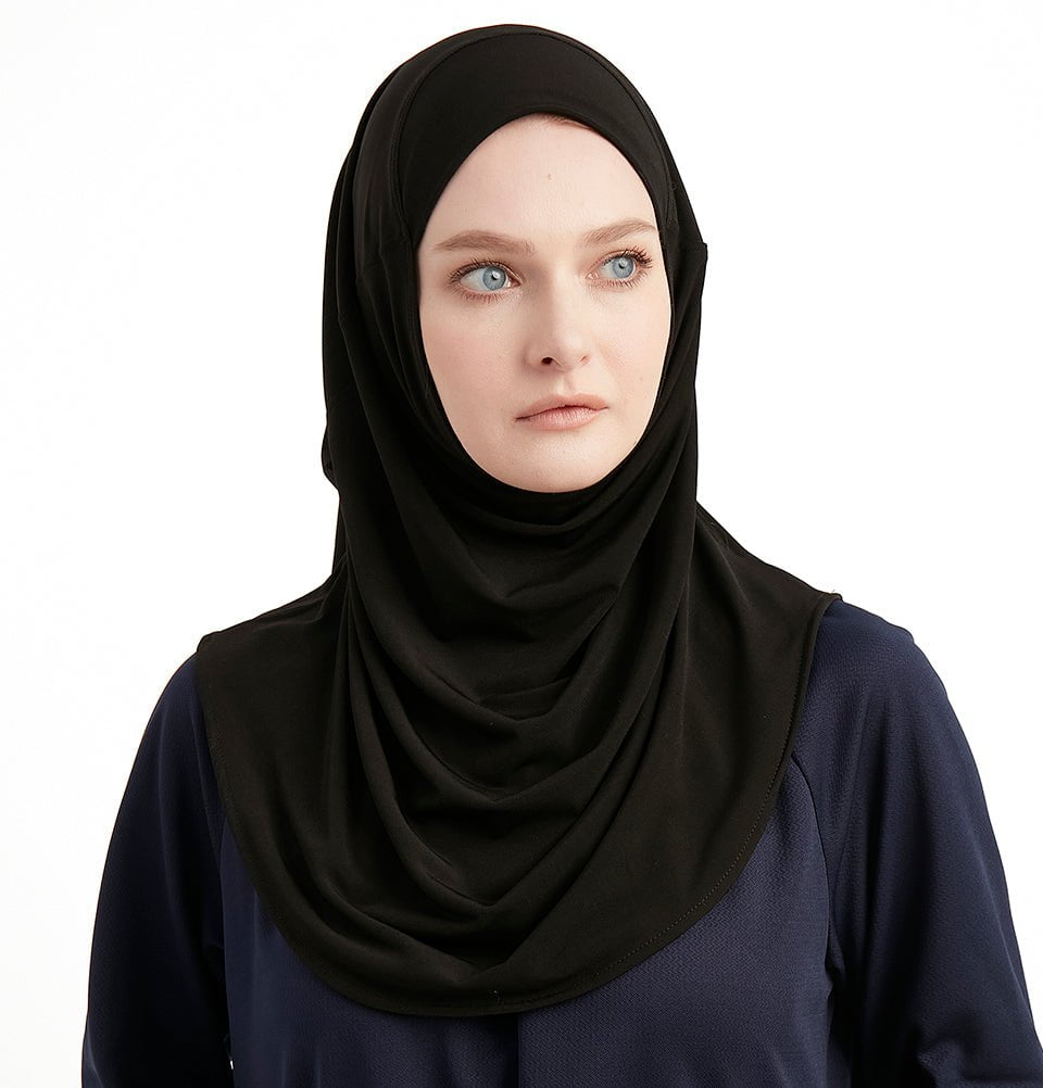 Modefa Instant Hijabs Black Modefa Premium One Piece Instant Short Hijab - Black