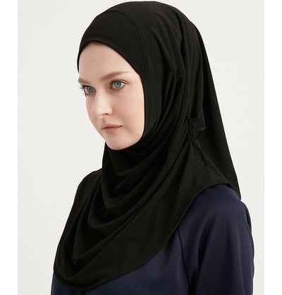 Modefa Instant Hijabs Black Modefa Premium One Piece Instant Short Hijab - Black