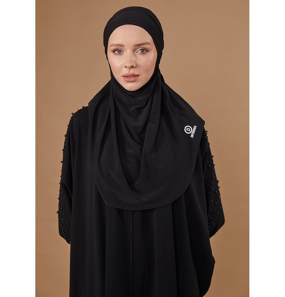 Modefa Instant Hijabs Black One Piece Instant Hijab with Tie-Back Niqab - Black