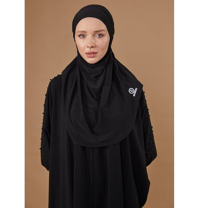 Modefa Instant Hijabs Black One Piece Instant Hijab with Tie-Back Niqab - Black