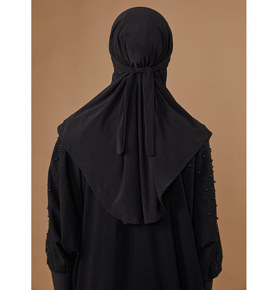 Modefa Instant Hijabs Black One Piece Instant Hijab with Tie-Back Niqab - Black