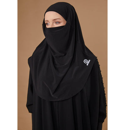 Modefa Instant Hijabs Black One Piece Instant Hijab with Tie-Back Niqab - Black