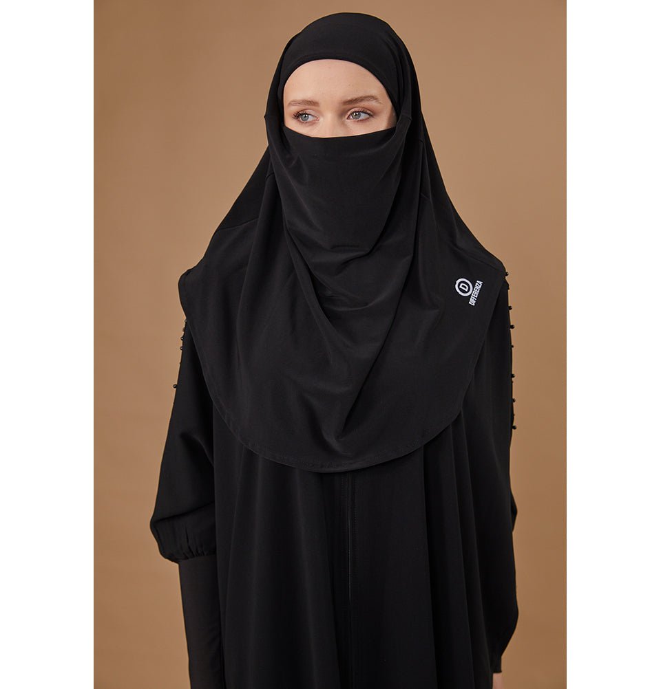 Modefa Instant Hijabs Black One Piece Instant Hijab with Tie-Back Niqab - Black