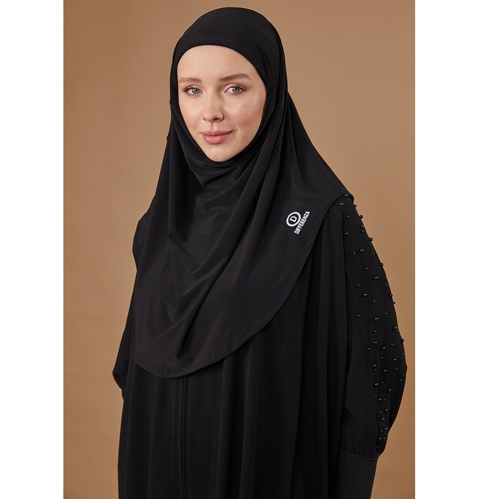 Modefa Instant Hijabs Black One Piece Instant Hijab with Tie-Back Niqab - Black