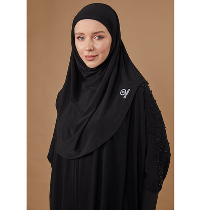 Modefa Instant Hijabs Black One Piece Instant Hijab with Tie-Back Niqab - Black
