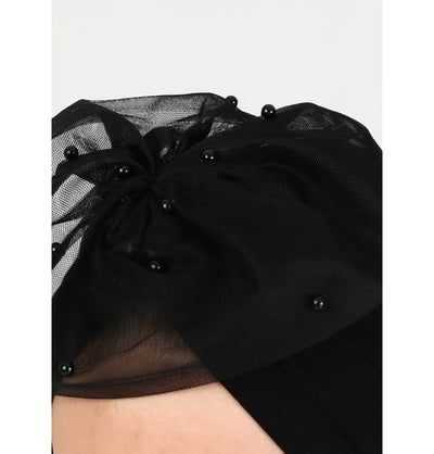 Modefa Instant Hijabs Black Pearled Lace Petal Turban Hijab - Black