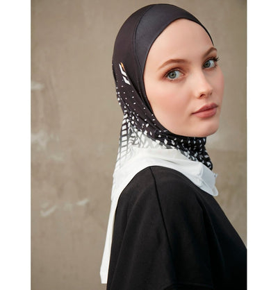 Modefa Instant Hijabs Black White Modefa One Piece Instant Sports Hijab - Ombré Diamond - Black White
