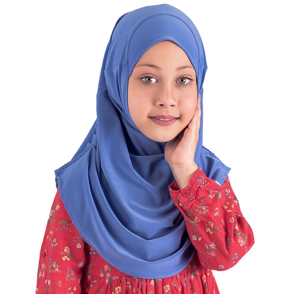 Modefa Instant Hijabs Blue Girl's Simple One Piece Hijab - Small - Blue
