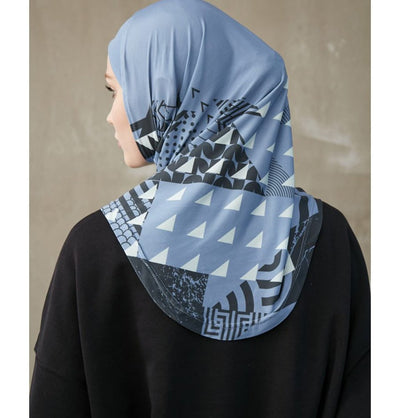 Modefa Instant Hijabs Blue Modefa One Piece Instant Sports Hijab - Geometric Tiles - Blue