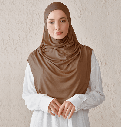 Modefa Instant Hijabs Brown Modefa One Piece Instant Long Jersey Hijab - Light Brown