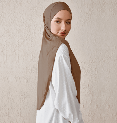 Modefa Instant Hijabs Brown Modefa One Piece Instant Long Jersey Hijab - Light Brown