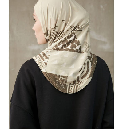 Modefa Instant Hijabs Camel Modefa One Piece Instant Sports Hijab - Geometric Tiles - Camel