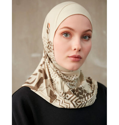 Modefa Instant Hijabs Camel Modefa One Piece Instant Sports Hijab - Geometric Tiles - Camel