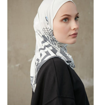 Modefa Instant Hijabs Charcoal Modefa One Piece Instant Sports Hijab - Geometric Tiles - Charcoal