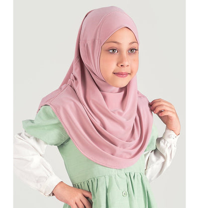 Modefa Instant Hijabs Dusty Pink Girl's Simple One Piece Hijab - Small - Dusty Pink