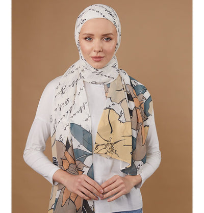 Modefa Instant Hijabs Ecru Lotus Blossom Instant Wrap Hijab - Ecru
