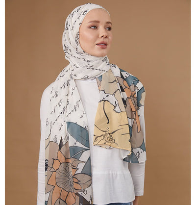 Modefa Instant Hijabs Ecru Lotus Blossom Instant Wrap Hijab - Ecru