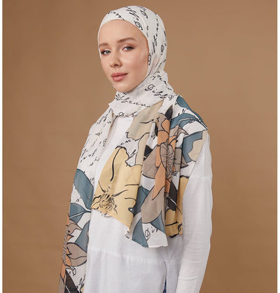 Modefa Instant Hijabs Ecru Lotus Blossom Instant Wrap Hijab - Ecru