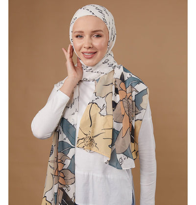 Modefa Instant Hijabs Ecru Lotus Blossom Instant Wrap Hijab - Ecru