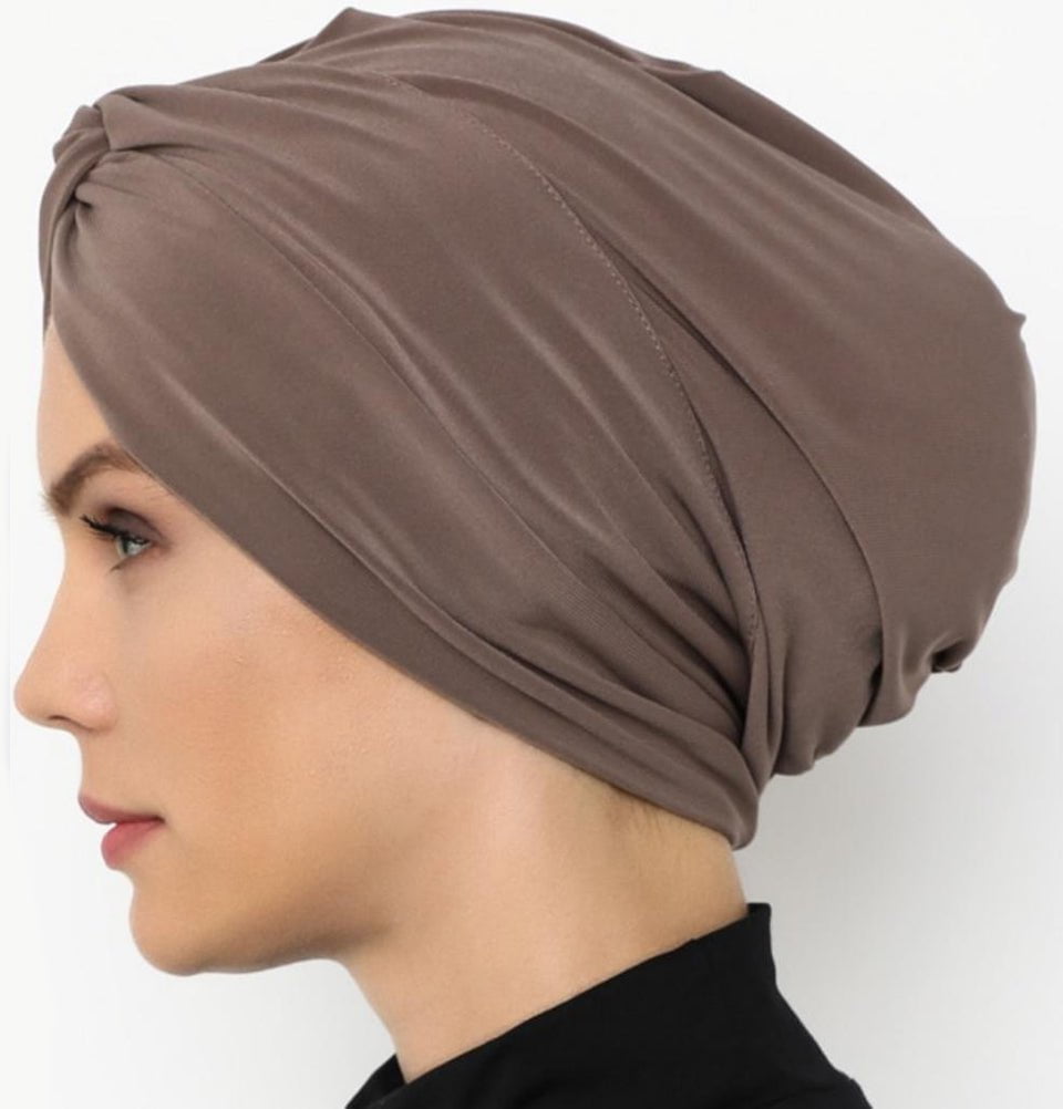 Modefa Instant Hijabs Mink Front Twist Turban Hijab - Mink