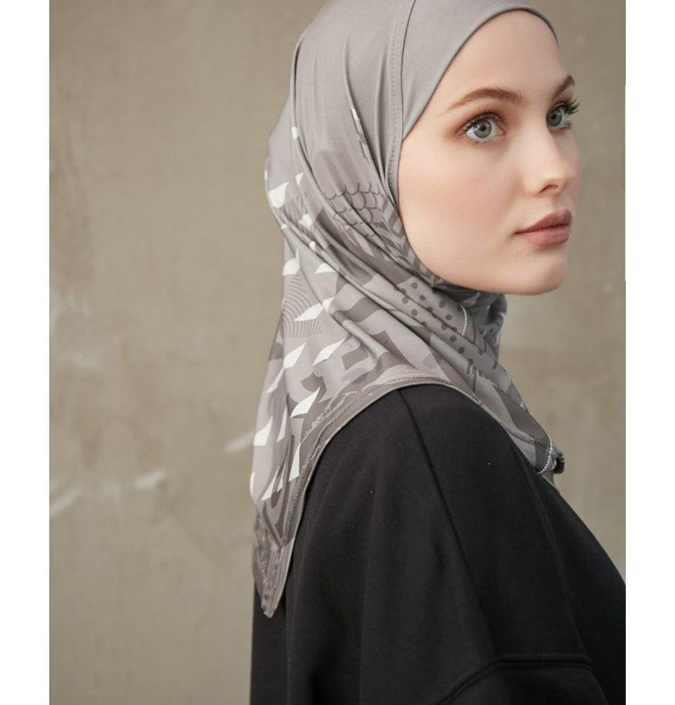 Modefa Instant Hijabs Mink Modefa One Piece Instant Sports Hijab - Geometric Tiles - Mink