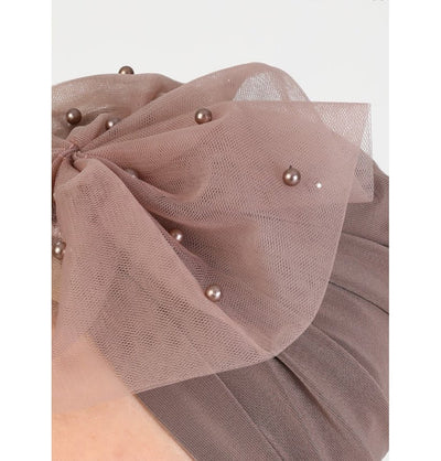 Modefa Instant Hijabs Mink Pearled Lace Petal Turban Hijab - Mink