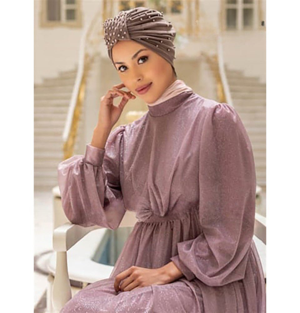 Modefa Instant Hijabs Mink Pearled Turban Hijab - Mink