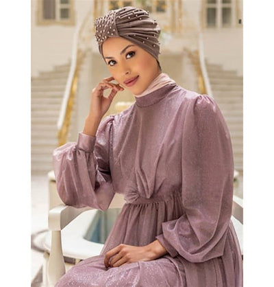 Modefa Instant Hijabs Mink Pearled Turban Hijab - Mink