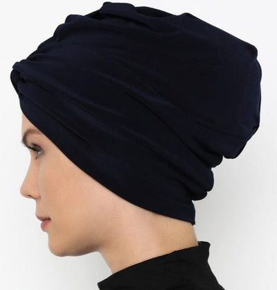 Modefa Instant Hijabs Navy Blue Front Twist Turban Hijab - Navy Blue