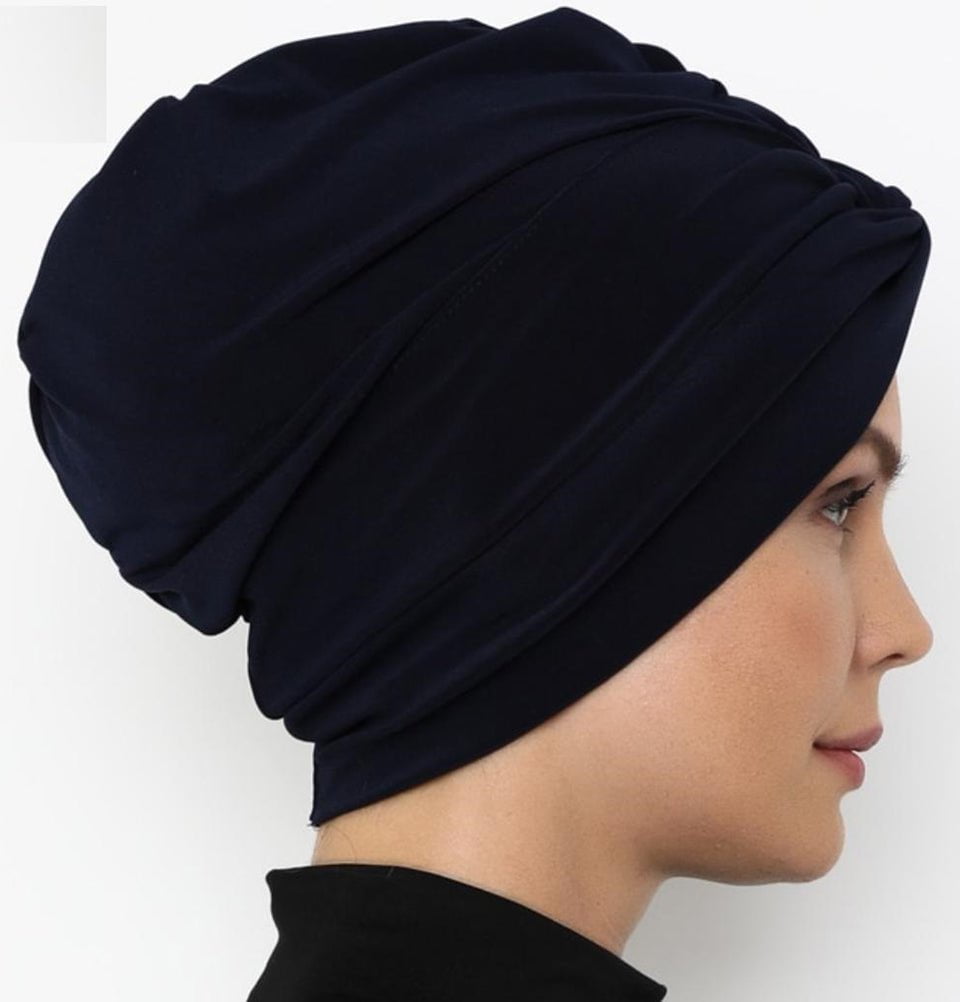 Modefa Instant Hijabs Navy Blue Front Twist Turban Hijab - Navy Blue