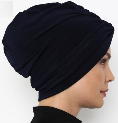 Modefa Instant Hijabs Navy Blue Front Twist Turban Hijab - Navy Blue