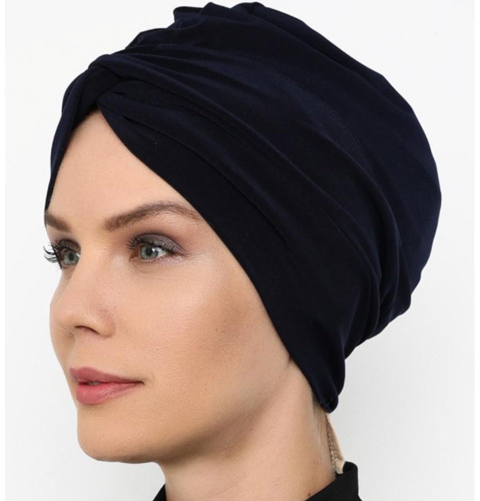 Modefa Instant Hijabs Navy Blue Front Twist Turban Hijab - Navy Blue