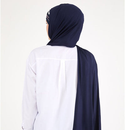 Modefa Instant Hijabs Navy One Piece Instant Criss-Cross Jersey Shawl - Navy