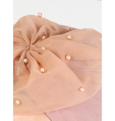 Modefa Instant Hijabs Peach Pearled Lace Petal Turban Hijab - Peach