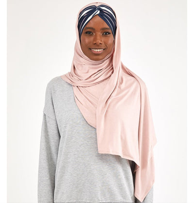 Modefa Instant Hijabs Pink One Piece Instant Criss-Cross Jersey Shawl - Pink
