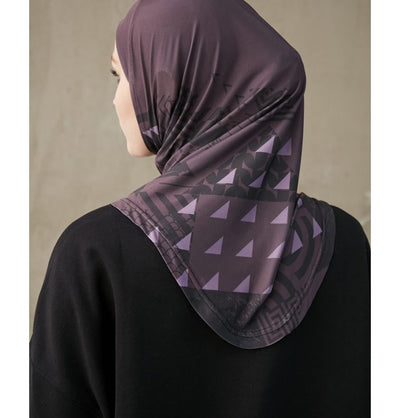 Modefa Instant Hijabs Plum Modefa One Piece Instant Sports Hijab - Geometric Tiles - Mulberry