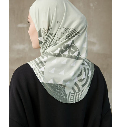 Modefa Instant Hijabs Water Green Modefa One Piece Instant Sports Hijab - Geometric Tiles - Water Green